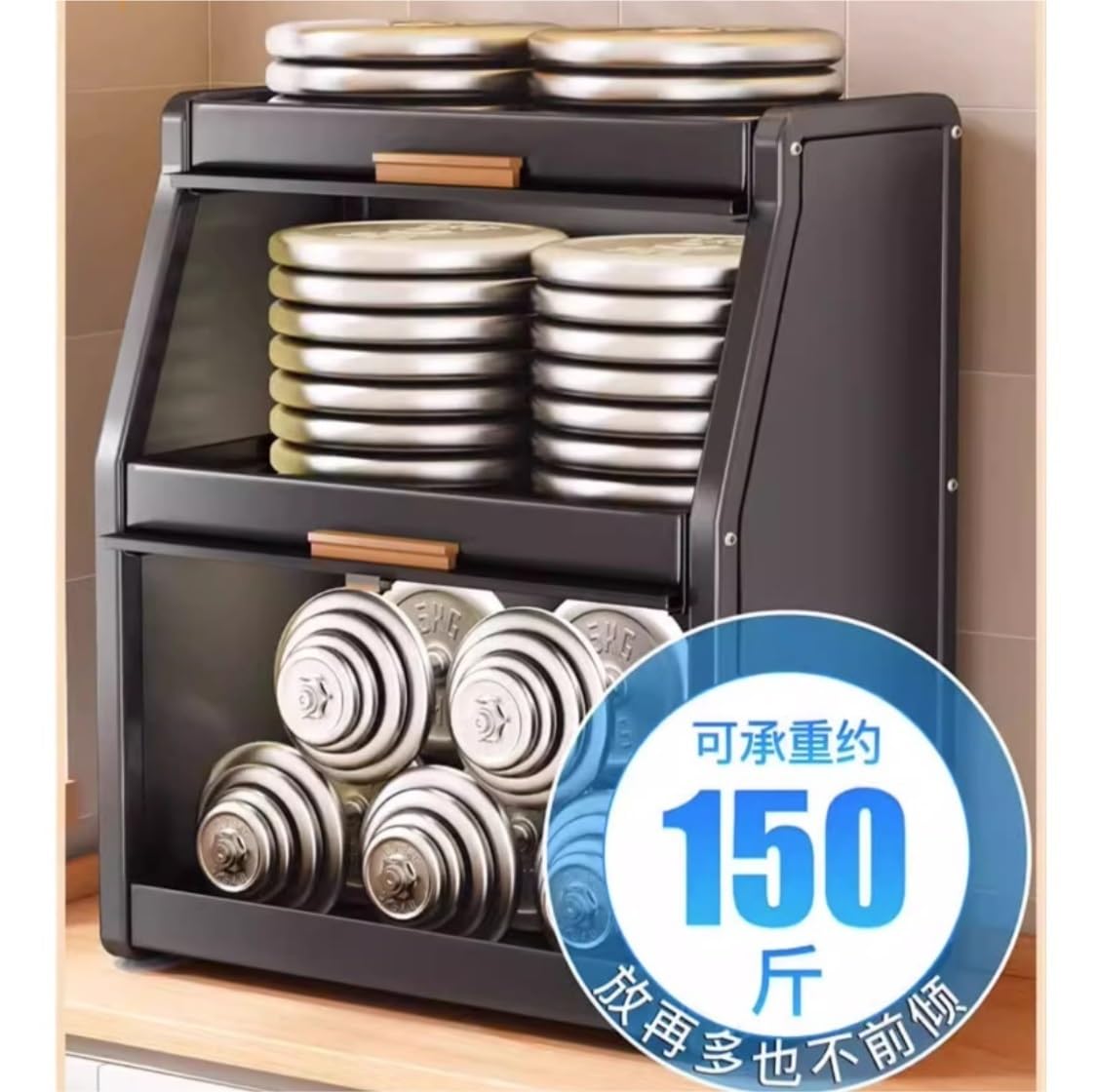 Estantería Especias Especiero Estante De Especias De 2 Niveles Con Puerta De Gabinete, Organizador De Almacenamiento De Tarros De Condimentos Para Encimera De Metal Para Cocina Especiero Organizador P