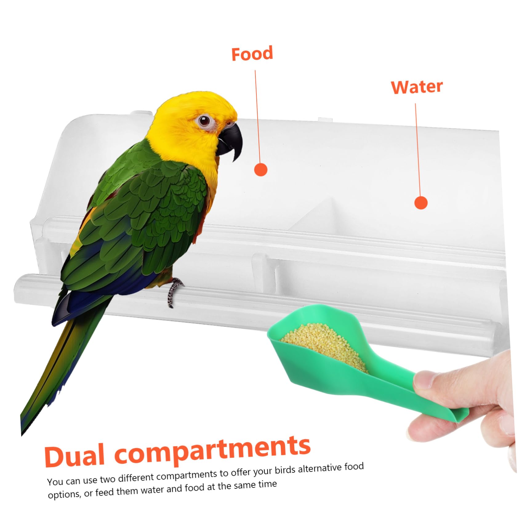 BESPORTBLE 4 Juegos De Jaula Caja De Comida Cuchara De Comida para Pájaros Jaulas De Pájaros Dispensador De Agua Comederos para Interior Comedero para Soporte De Comida para