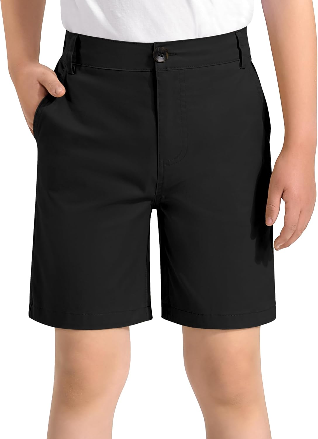 KEREDA Boys Uniform Shorts Elastic Waist Kids Golf Dress Preppy School Shorts with Pockets