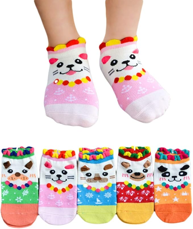 5 paia di calze calzini del bambino del fumetto tridimensionale calze