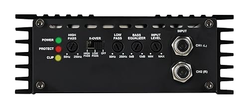 Miniatura 2 de Rockville RDT-2 1600W Max400W RMS Amplificador de coche Clase D de 2 canales, compacto, de alta eficiencia, entradas Tiffany RCA, para entusiastas