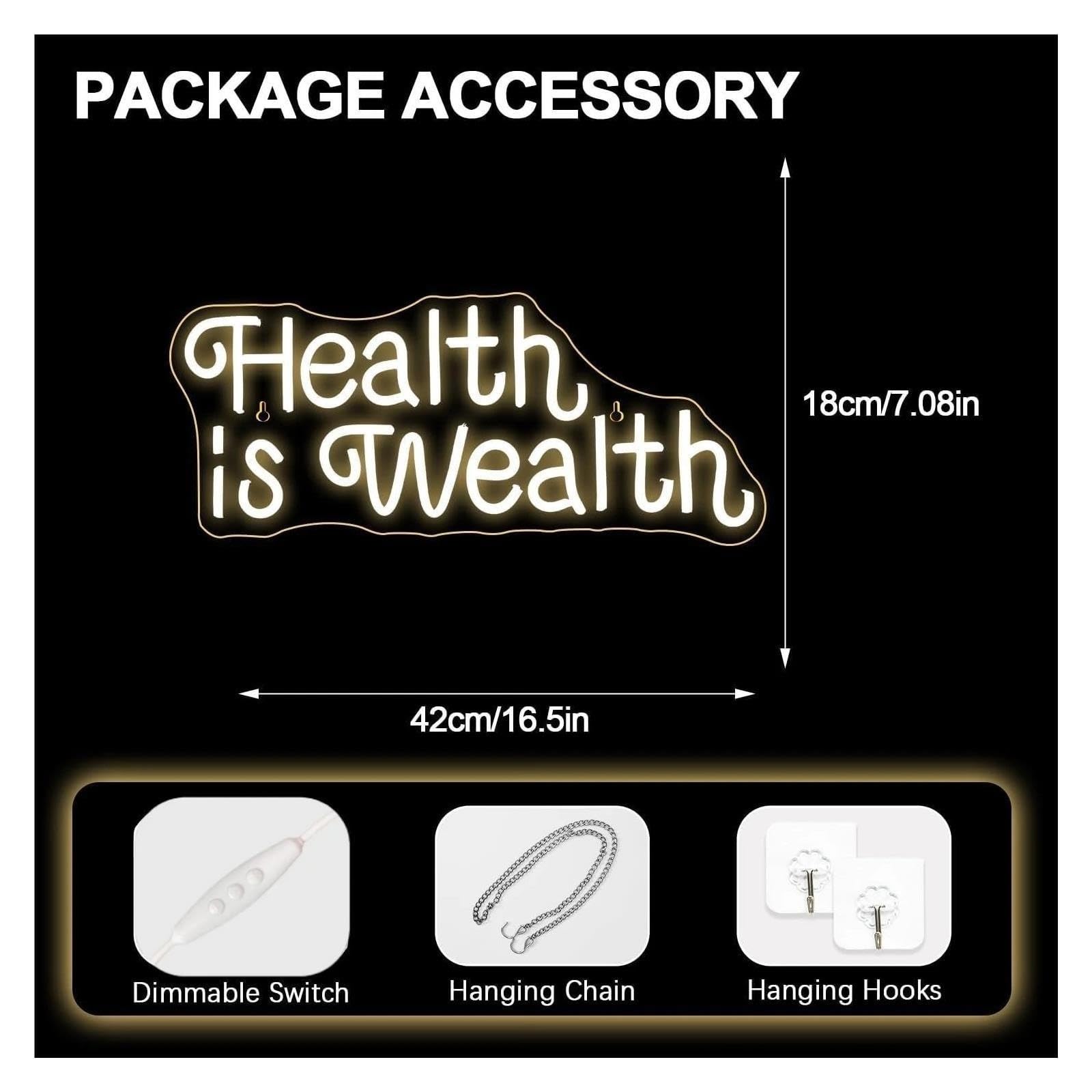 Insegna al Neon Insegna Al Neon "Health Is Wealth"