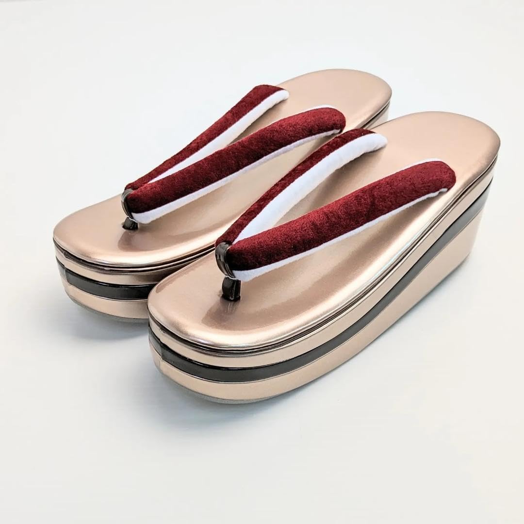 ベロア 3枚芯 ハイヒール 草履 バッグ セット ブラウン×ゴールド u64 NISHIORI 草履バッグセット くすみカラー ダークトーン ベロア生地 3枚