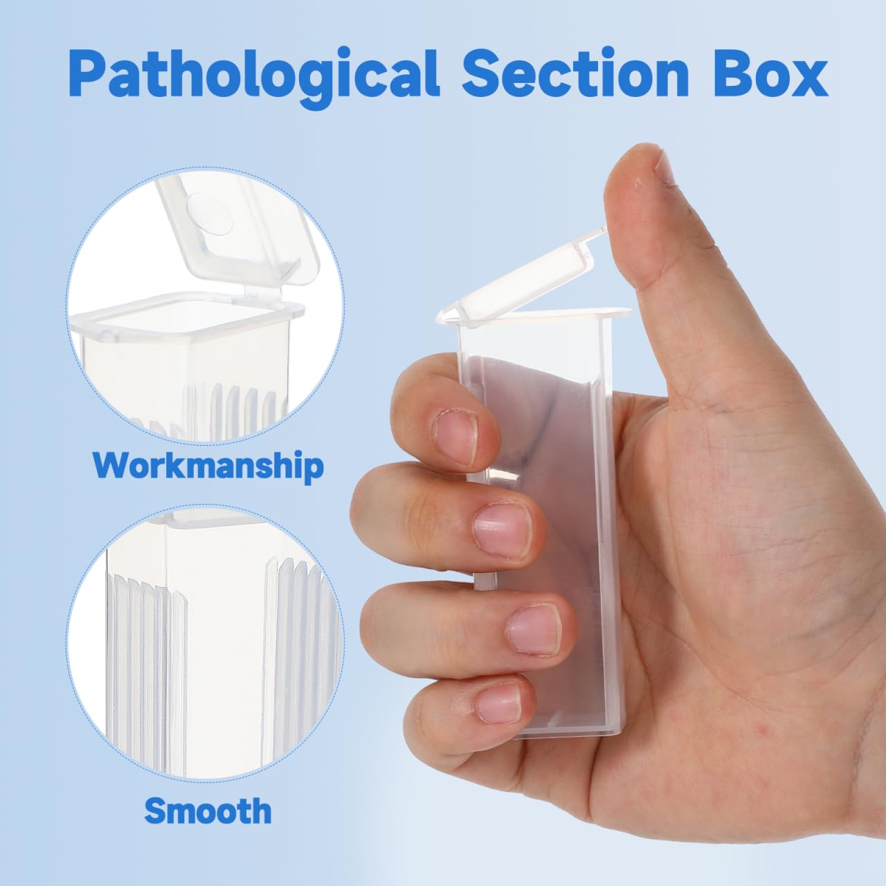 Mipcase Slide Box for Laboratory 50-Piece Glass Slide Storage Case with Clear Lid Pathological Holder Compact Organizer for Microscope Specimens