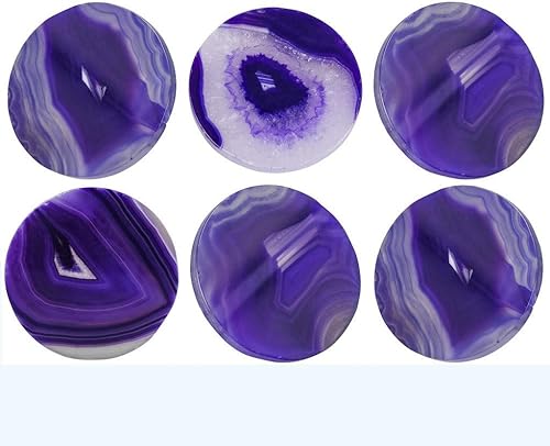 Miniatura 7 de Rockcloud Paquete de 6 rodajas de mesa de ágata, losa de piedra de ágata para tarjetas de identificación de boda, tarjetas de lugar de 1.7 a 2.4