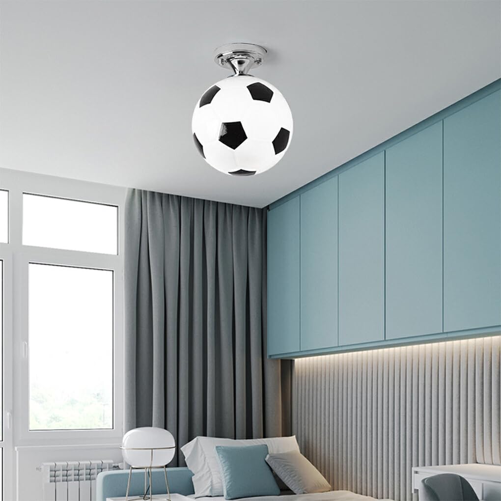 Ailan Balón de fútbol, luces LED de techo de cristal Premium para decoración creativa de dormitorio de niños, lámpara de techo para Bar y Club de fútbol, Azul