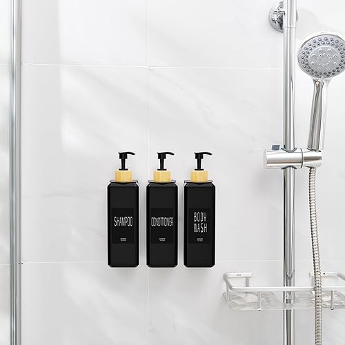 Miniatura 8 de VITVITI Dispensador de champú y acondicionador, dispensador de jabón de ducha recargable de 17 onzas montado en la pared, botellas de ducha de