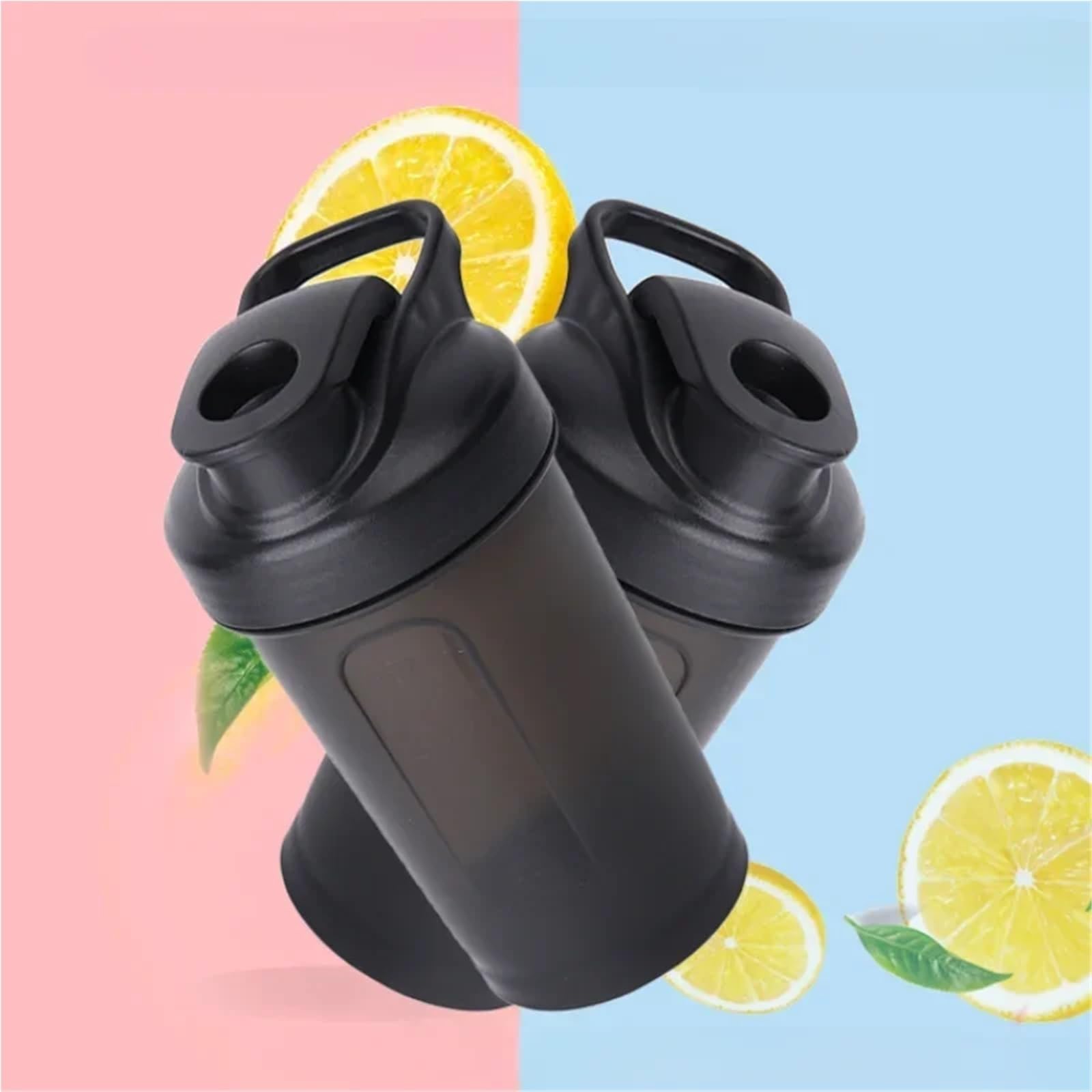 Botella mezcladora portátil de proteínas en polvo, a prueba de fugas, para gimnasio, al aire libre, entrenamiento, deporte, taza mezcladora (rosa)