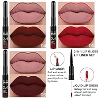 Vista 2 de evpct 3 Piezas Delineador de Labios Mate Marrón Oscuro Rubí Rojo Profundo y Juegos de Lápiz Labial Líquido para Mujeres de Larga Duración