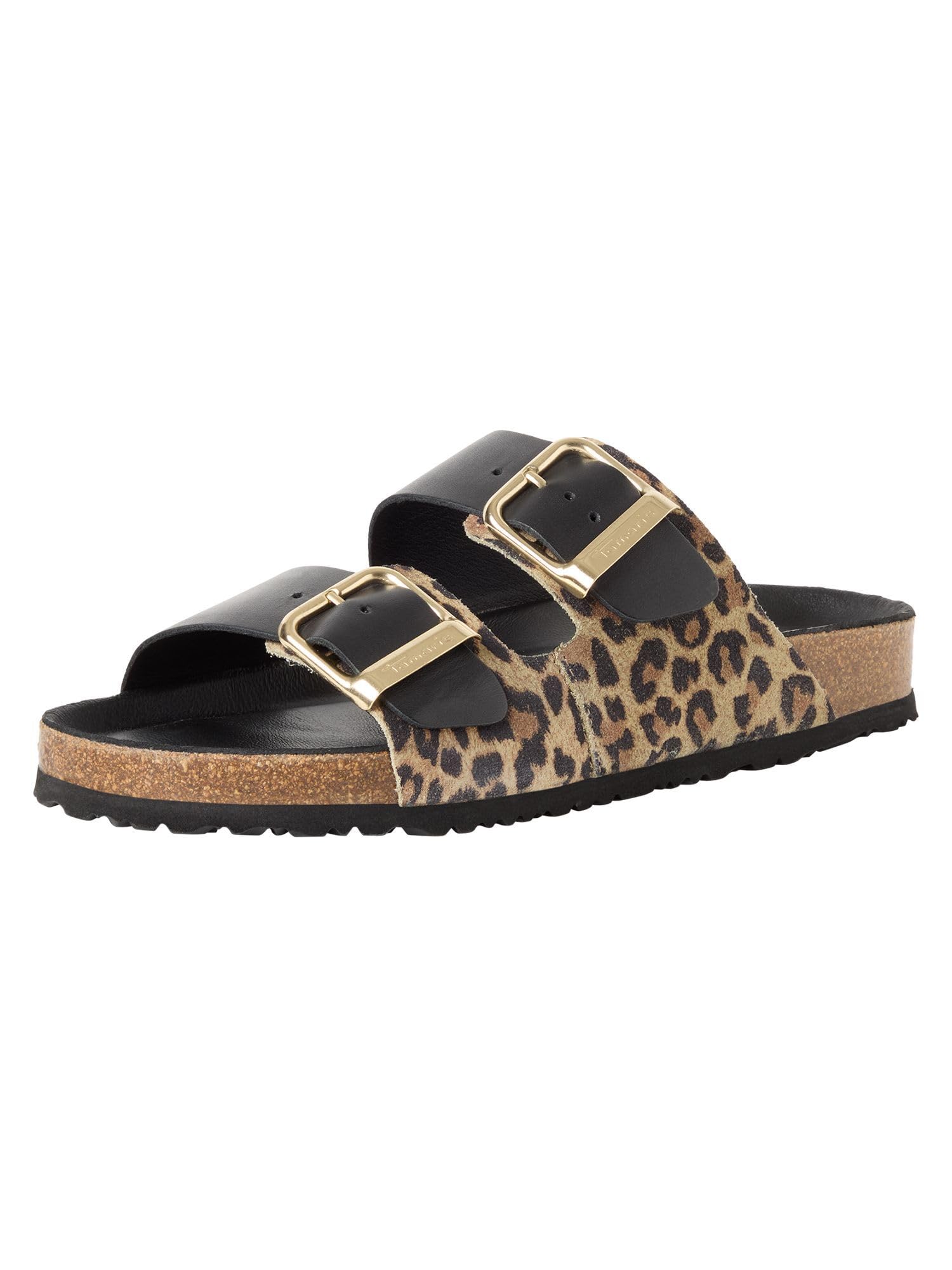 Tamaris Women's footbed mule leather flat black 3.5 UK
