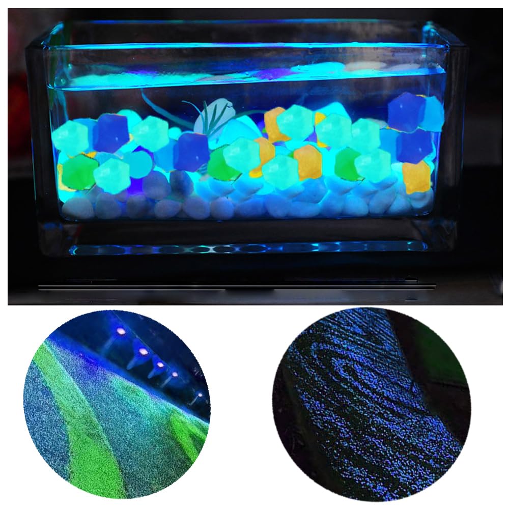 300 Pietre Luminose Fluorescenti Per Giardino - Ciottoli Che Brillano Al Buio, Mix Colorati, Resina - Foto 4