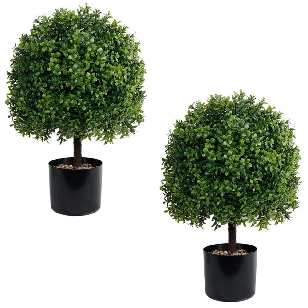 Boxwood Ball Bushes Outdoor Artificial Boxwood Topiary Ball Trees – Set ...