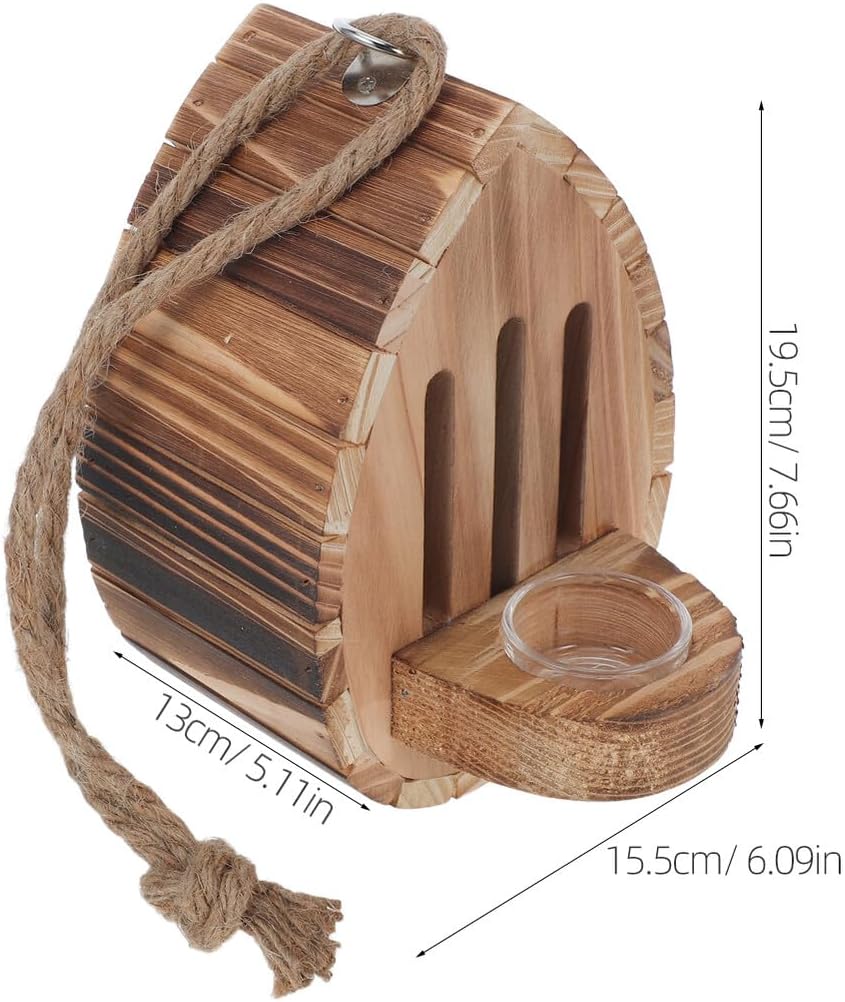 Wooden Hanging Butterfly House with Feeder for Outdoor Garden Habitat, Patio Yard Decor, Natural Shelter and Butterfly Feeding Station