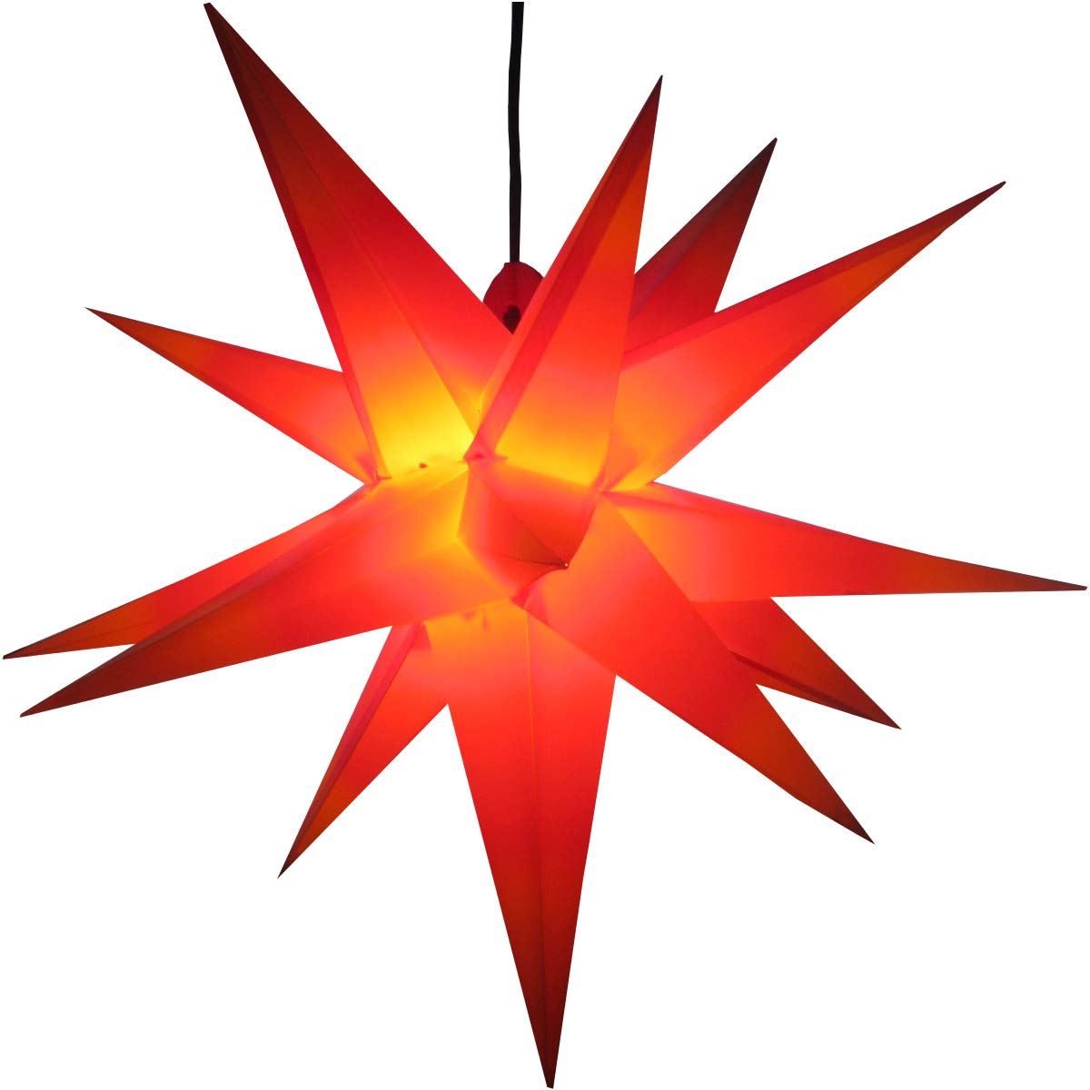 LED WEIHNACHTSSTERN 3D 18 Zacken 55 Cm Inkl. LED-Leuchte + Trafo + Timer Leuchtstern Außenstern Faltstern Adventsstern Wetterfest Für Außen Und Innen