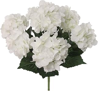 Larksilk Hydrangea Silk Flowers (White, 1 Piece)