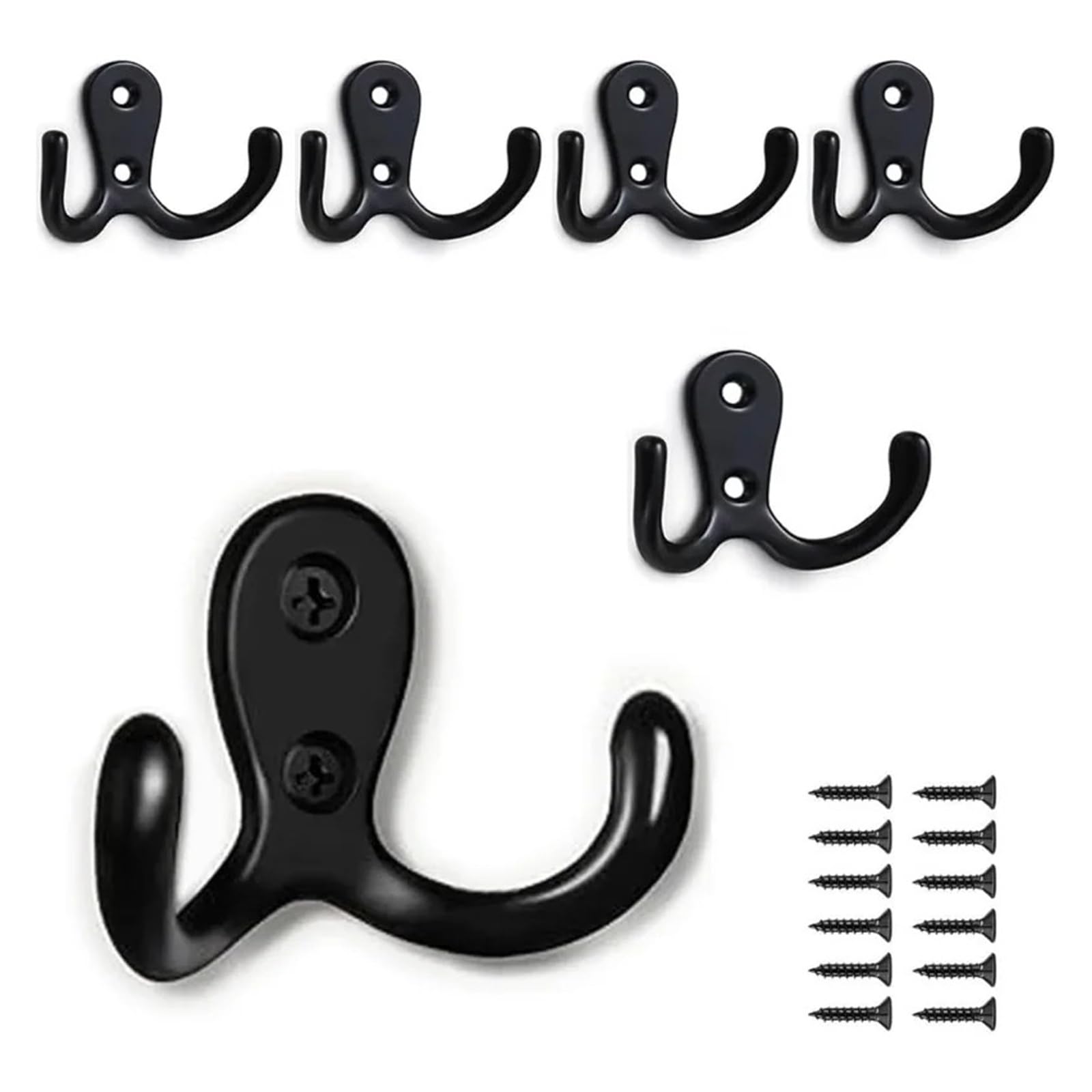 Ganchos for Abrigos, Colgador de Toallas de 2 Agujeros montado en la Pared for Abrigos, Sombreros, Ropa, Almacenamiento en el hogar, Gancho de Pared, Colgador de Toallas for Hardware, 6 uds.