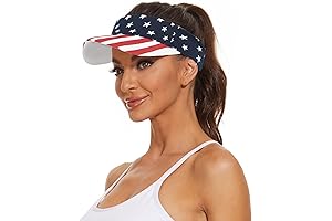 Patriotic Visor with Embroidered American Flag - Visor Hat for Sun Protection