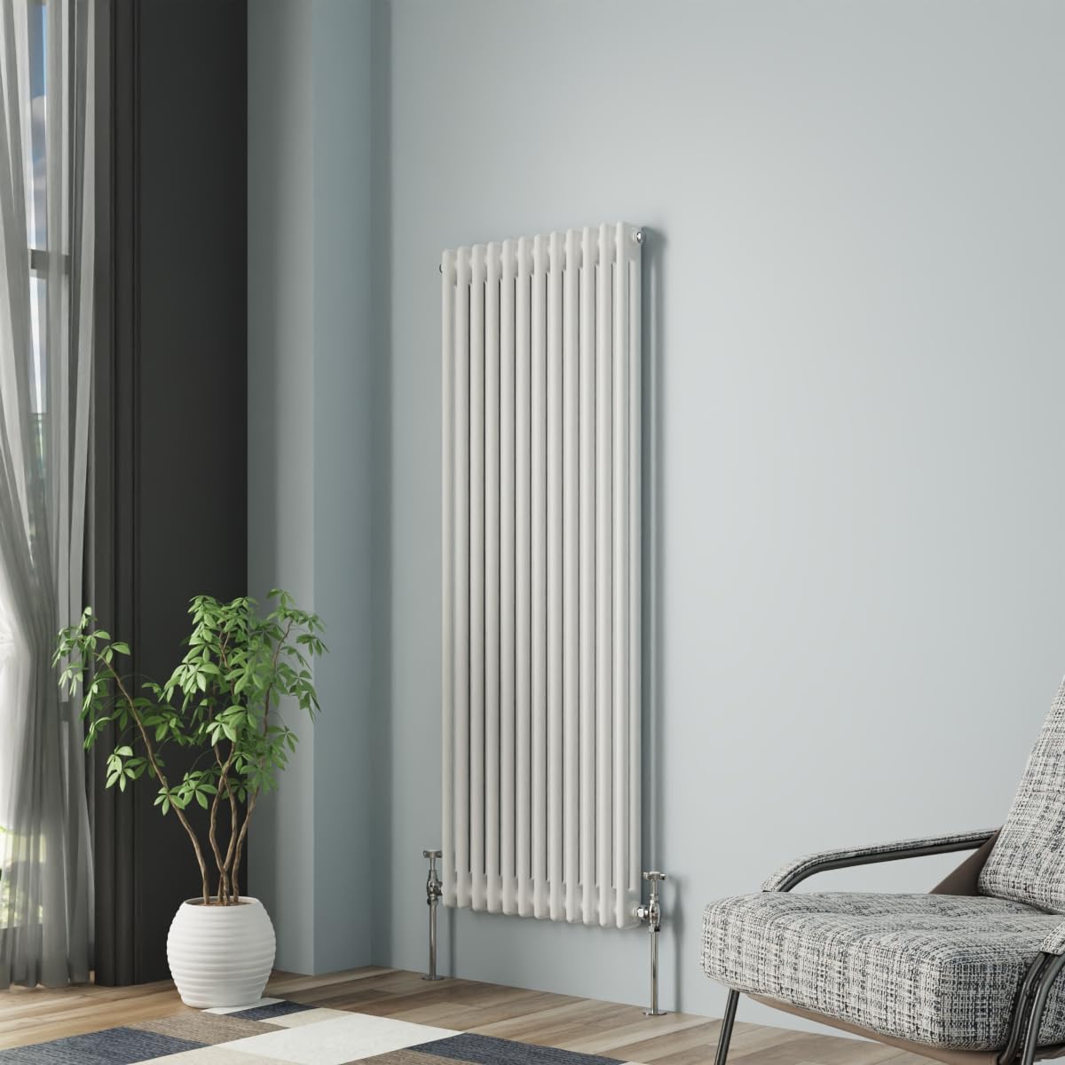 Nrg White Column Radiator Gloss 1500X560mm Double Traditional Cast Iron Style Heater Interior Designer Vertical Bathroom Radiators