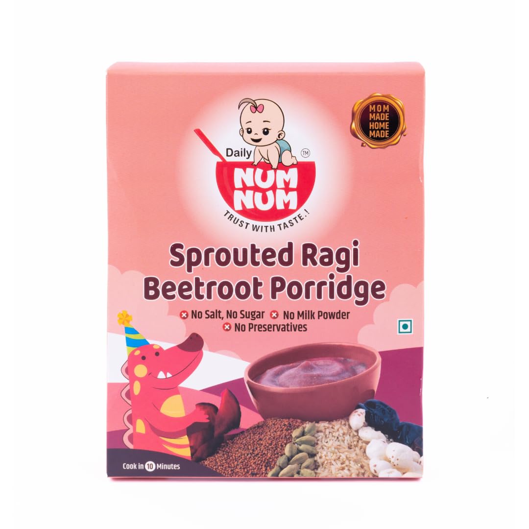 Sponsored Ad - Organic Sprouted Ragi Beetroot Porridge | No Salt, No Sugar Ragi Cereals | Sprouted Healthy Beetroot Baby food cereal | No Milk Powder | 200g pack