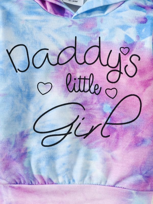 Baby Girl Tie Dye Hoodie Sweatshirt Set Daddy's Little Girl 2 Piece Outfit image 5