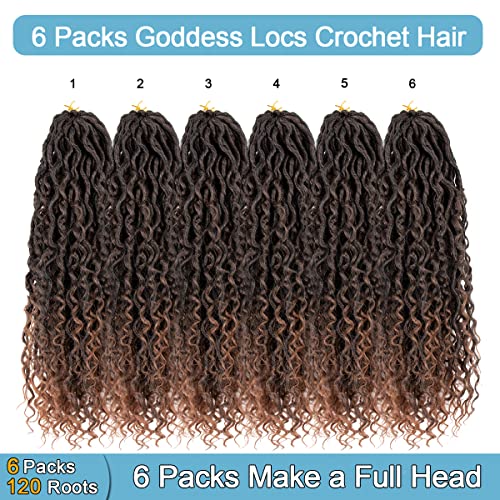 Goddess Locs Crochet Hair 6 Packs 22 Inch Curly Faux Locs Crochet Hair For Black Women, Crochet Pre Looped Curly Hair Boho Hippie Locs Synthetic Braiding Hair Extension (22 Inch, 6 Packs, T-30) #TOP2