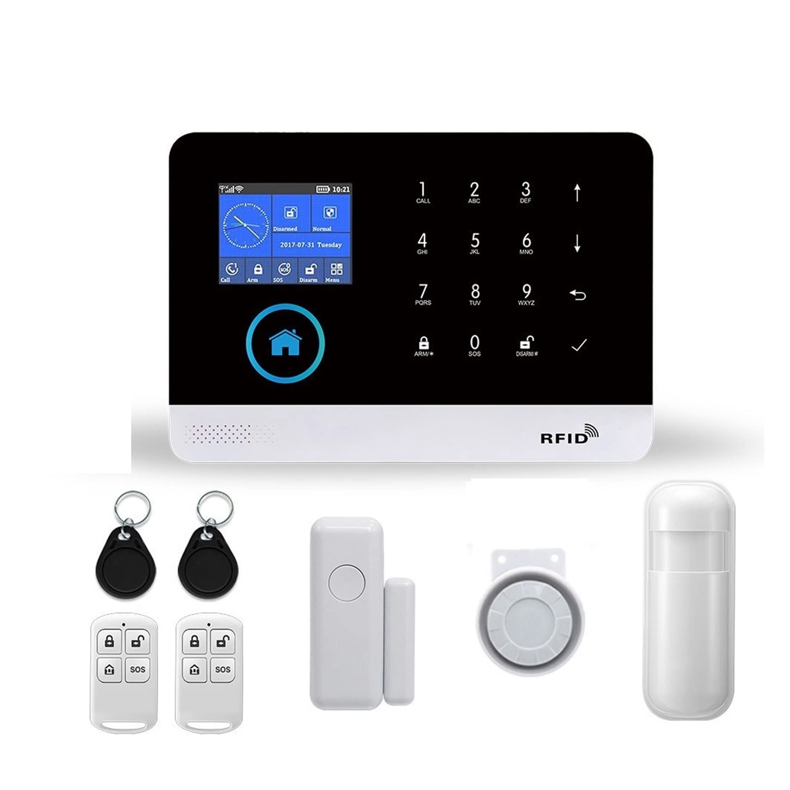 Alarma for el hogar inalámbrica 4G de alarma seguridad for for la aplicación Tuya con Sensor movimiento for mascotas Detector humo Gas Para casa y garaje(A)