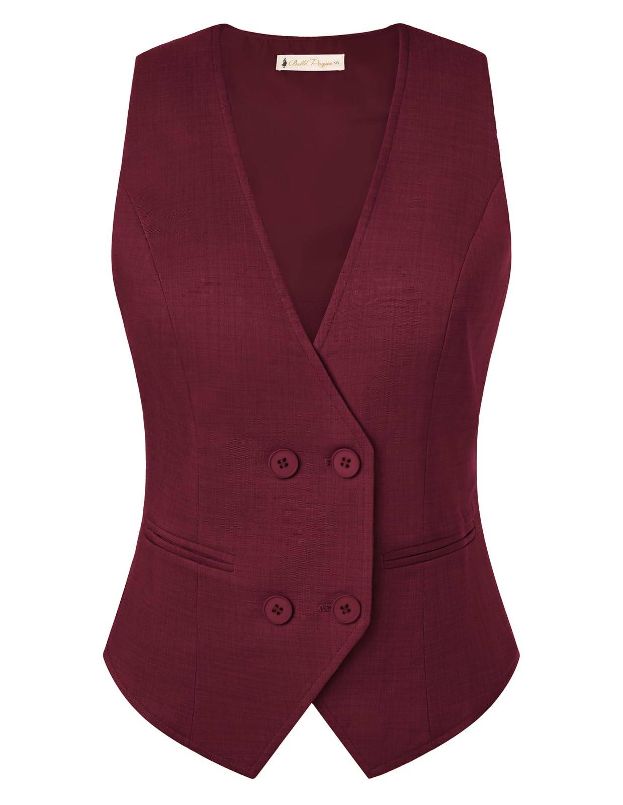 Belle Poque Vest Tops for Women 2025 trendy Sleeveless V-Neck Double Breasted Work Suit Waistcoat Vests with 2