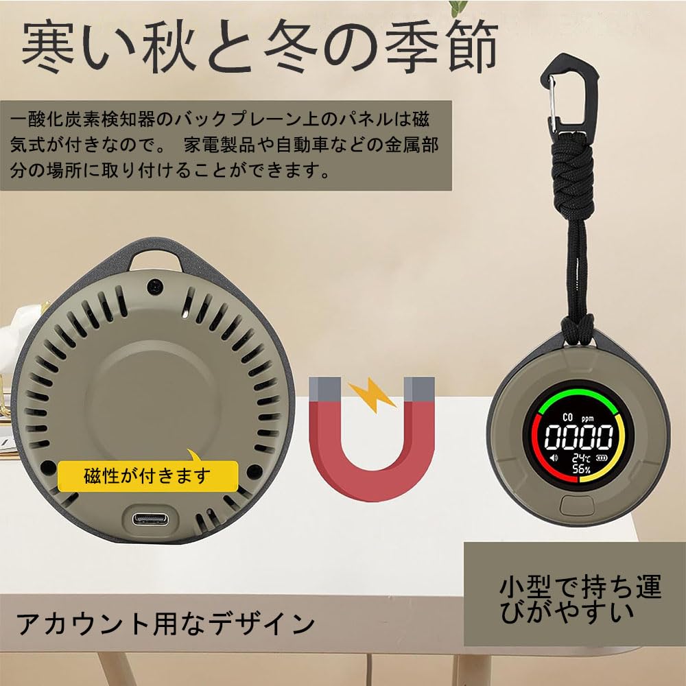 高精度一酸化炭素測定器 - 携帯用、USB充電、音 Amazon.co.jp: 【3in1一酸化炭素濃度/温度/湿度&日本製センサー