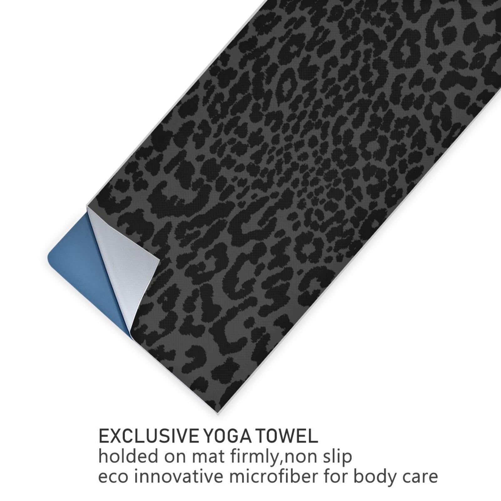 YETTASBIN Toalla para esterilla de yoga de leopardo, antideslizante, absorbe el sudor, toalla de yoga caliente, portátil, ligera, toalla de entrenamiento de viaje con bolsa de almacenamiento para yoga