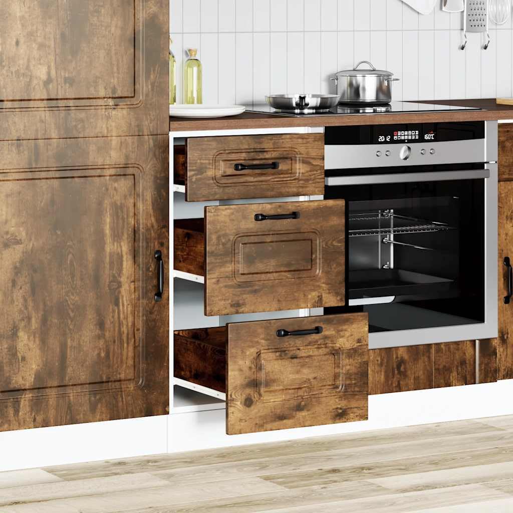 Küchenunterschrank Kalmar aus Holzwerkstoff in Räuchereiche, 40x46x81,5 cm, mit verstellbaren Füßen, Stauraum für Küchengeräte, ideal als Aufbewahrungsschrank für Küche und Haushalt