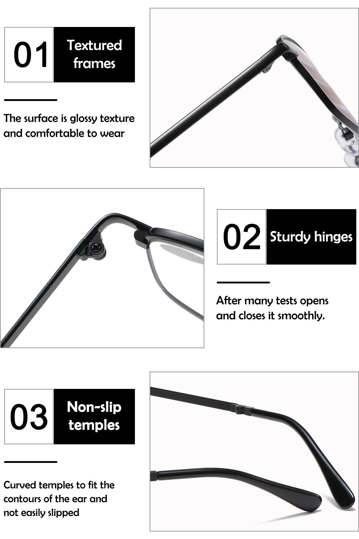 KOOSUFA Faltbare Selbsttönende Gleitsicht Lesebrille Gleitsichtbrille Progressive Multifokus Anti-Blaulicht Photochrome Herren Damen mit UV-Schutz Sonnenlesebrille Zusammenklappbar mit Etui 1,0-4,0