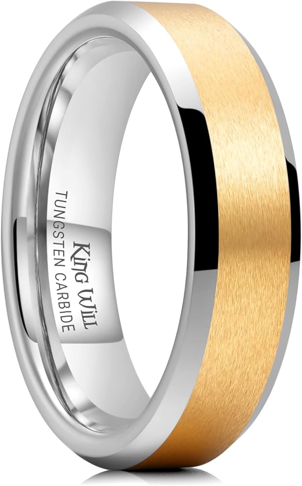 King Will 6mm Classic Tungsten Rings for Men Unisex Two-Tone King Will 6mm Classic Tungsten Rings for Men Unisex Two-Tone