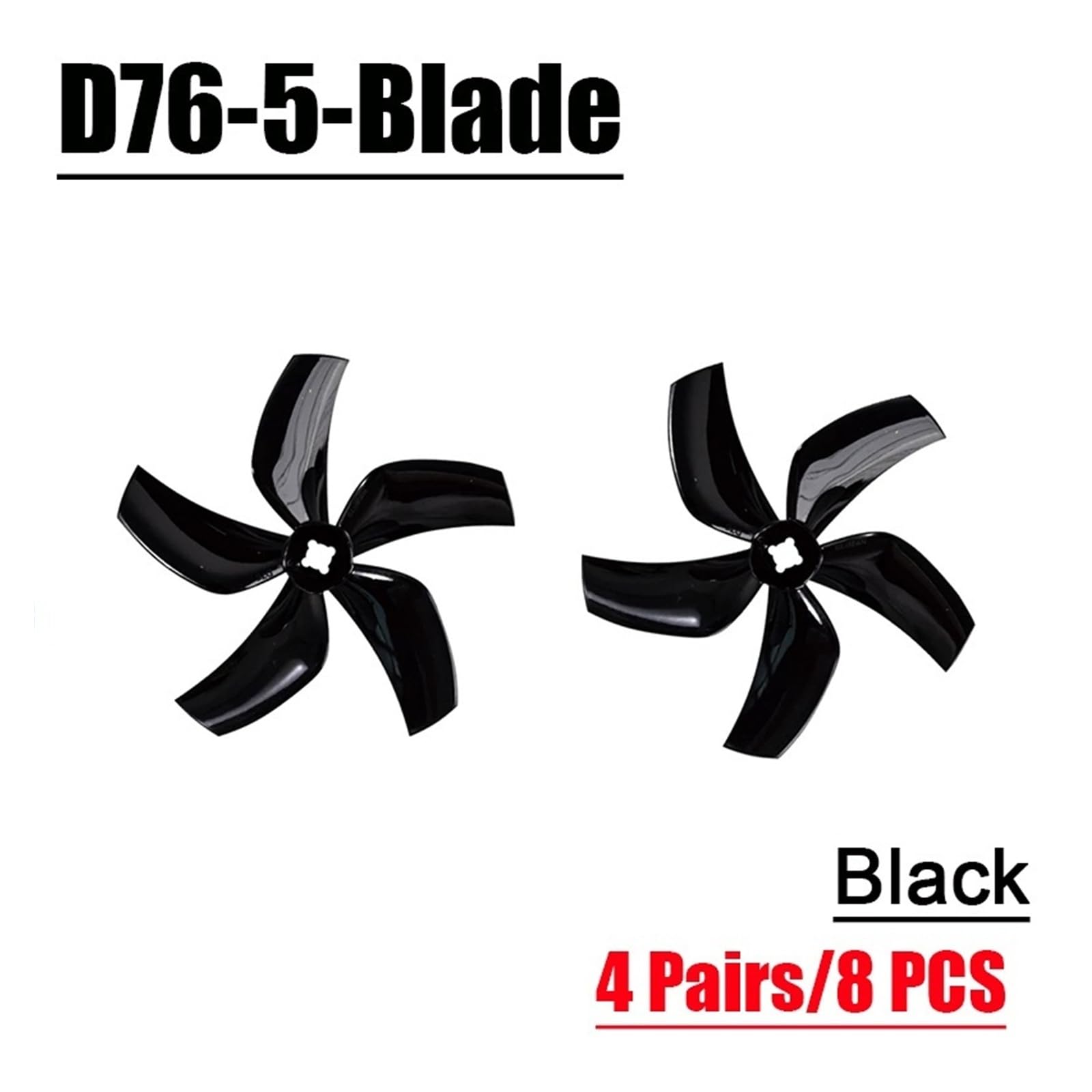 D76 5-ostrzowe śmigło przewodowe 76 mm 3 cale do drona Cinewhoop RC, 4 pary, 5 ostrzy PC Prop do FPV Racing Freestyle Quadcopter, Low Noise 3 in Ducted Props (4 pary, czarny)