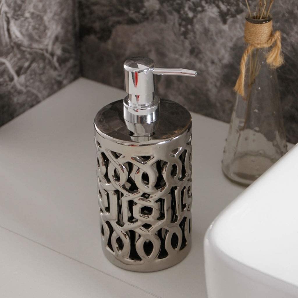Dispenser Sapone Dispenser di Sapone Dispenser di Sapone Vuoto A Doppio Strato Bottiglia di Olio Essenziale per Gel Doccia in Ceramica di Tipo Push per Bottiglia di Lozione da Bagno, 320 Ml Erogatore