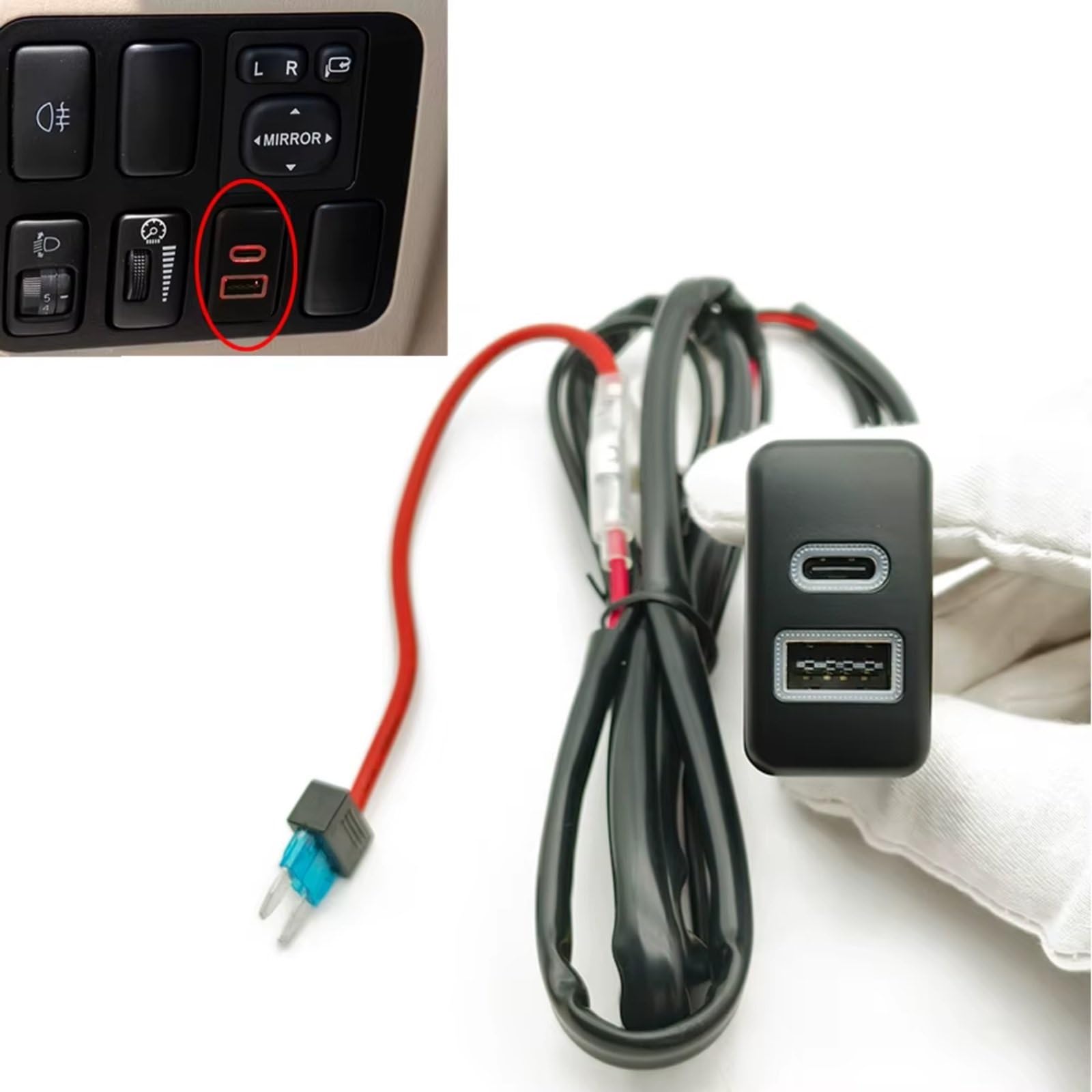 Prise USB Pour Console Toyota Pour LC120 Voiture Chargeur QC3.0 PD Double Prise Charge Rapide Adaptateur Charge Téléphone Interface USB AUX voiture