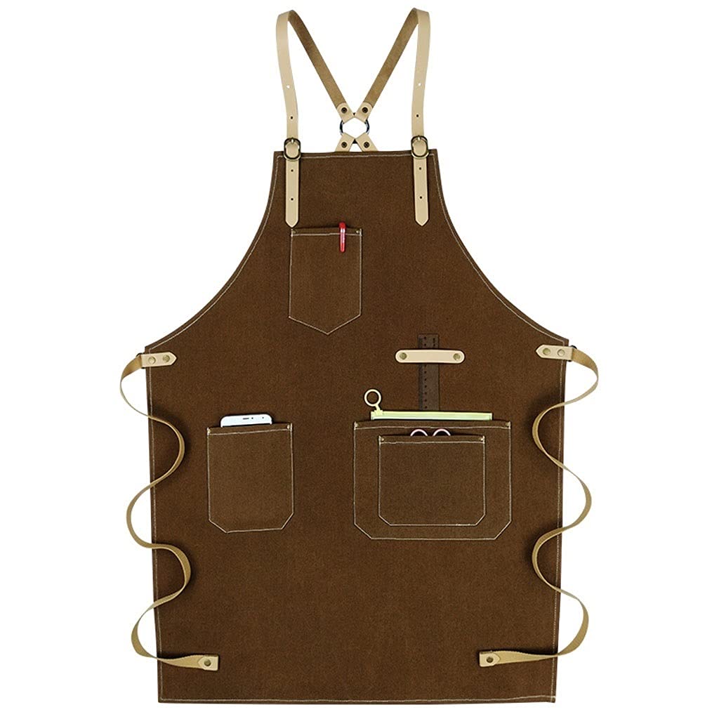 Fartuchy Szef Kuchni Fartuch Pas Kobiet Diagonal Diagonal Powrót Regulowany Fartuch Gotować Grill Kuchnia Pieczenie Łatwe do czyszczenia (Color : Brown, Rozmiar : 22 * 31.4in)