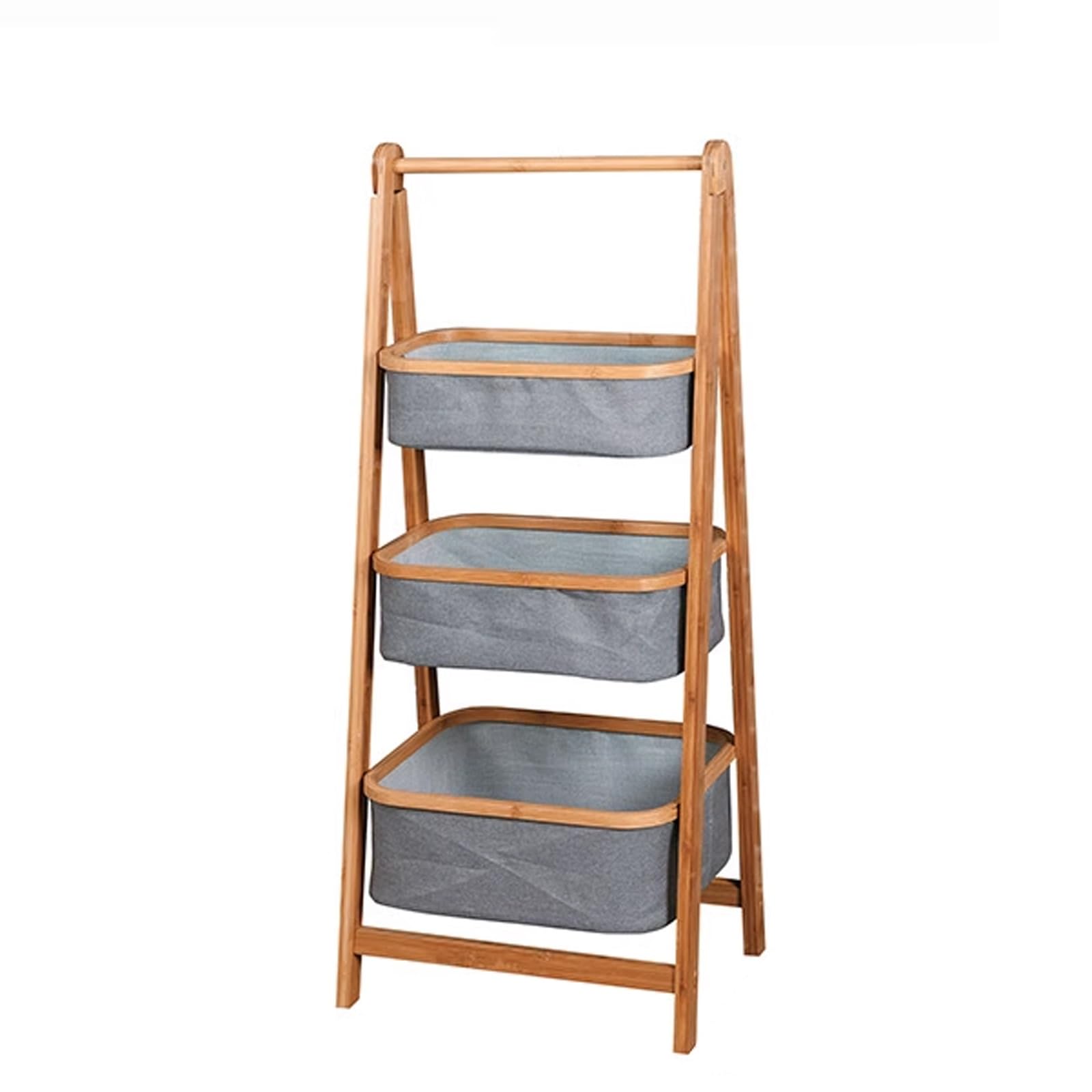 ERSINIAN Panier à linge pliable, rangement à trois niveaux en bambou avec structure stable pour l'organisation de la maison, de la salle de bain et de la chambre