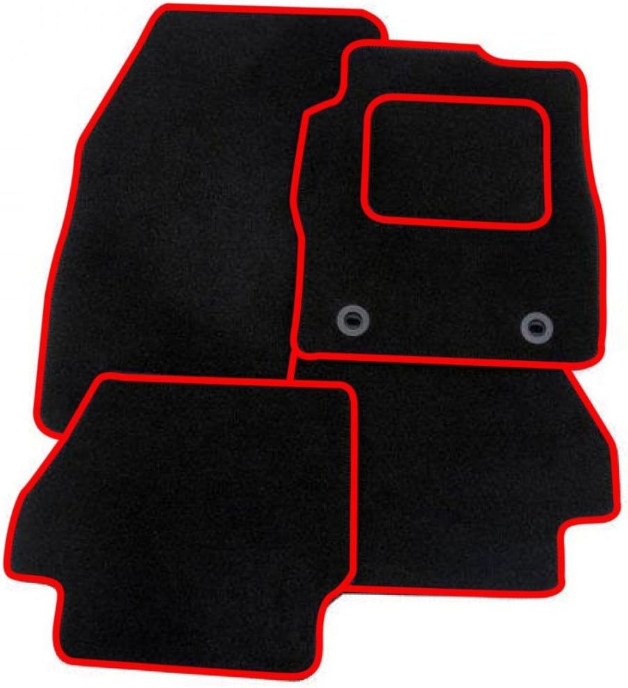 CITROEN C3 (2010-ONWARD) BLACK + RED TRIM AXLE TAILORED CAR FLOOR MATS CARPET