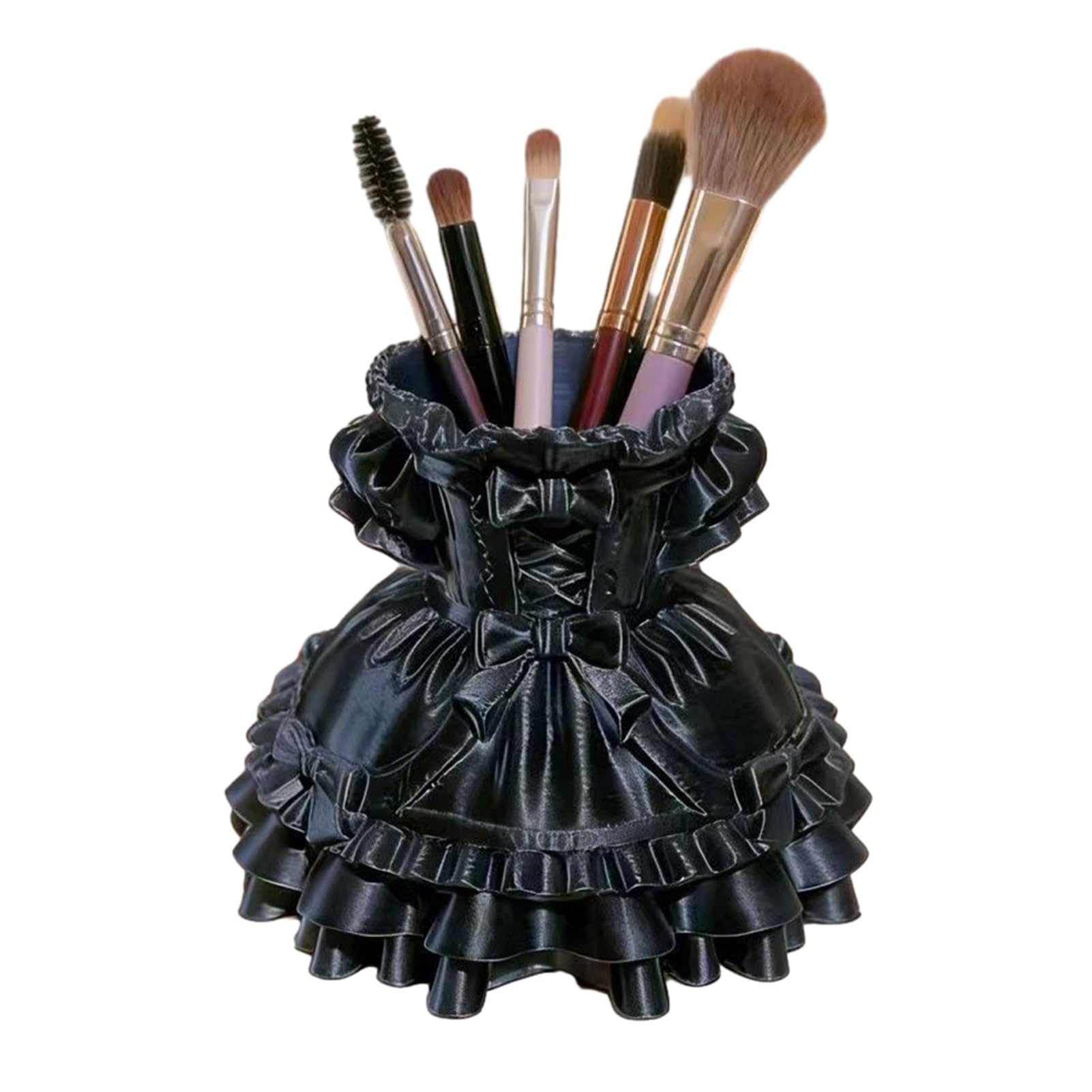 Pasisuu Handmade Pen Holder – Unique 3D Printed Desk Organizer with Multi-Functional Storage for Pens Makeup Brushes Small Items Black
