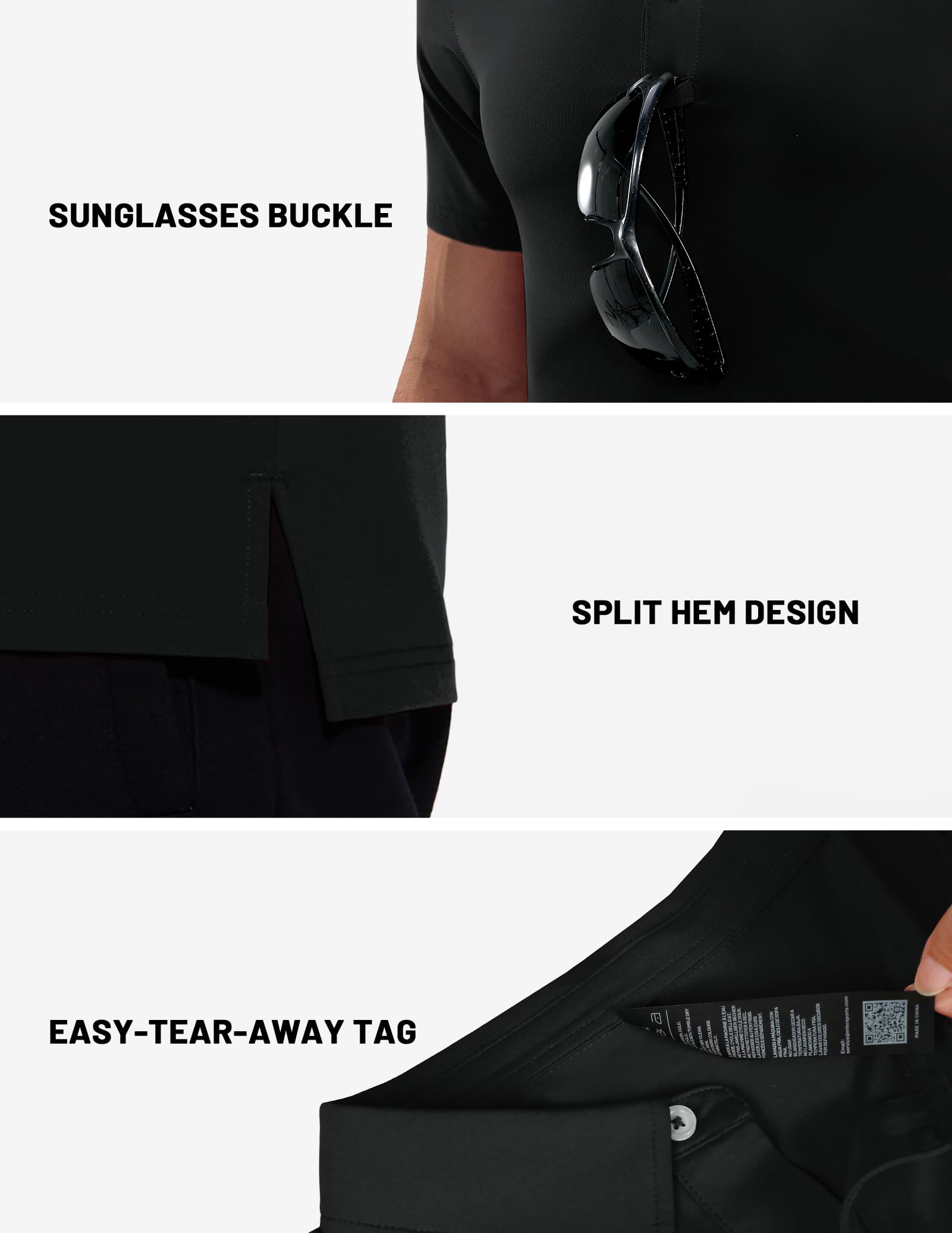 MIER Polo da uomo a maniche corte Dry Fit Performance Golf Tennis Active con colletto, protezione solare UPF 50+
