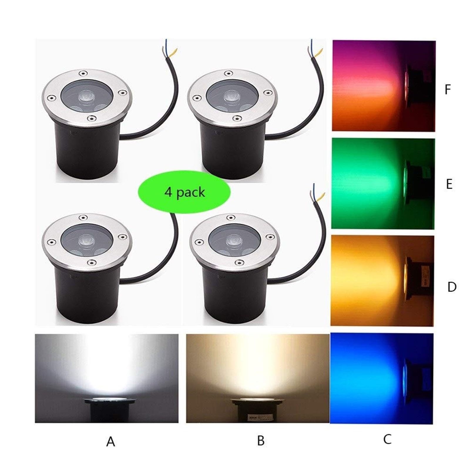4 x oświetlenie zewnętrzne 85-265 V, wodoszczelne IP67, wbudowane reflektory, oświetlenie uliczne, oświetlenie krajobrazu, oświetlenie LED do trawnika, tarasu i patio (kolor: niebieskie światło