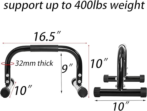 Miniatura 2 de TOPZEA Paquete de 2 barras paraletas, asas de empuje de acero de 10 pulgadas de alto, barras de entrenamiento de fuerza, equipo de calistenia