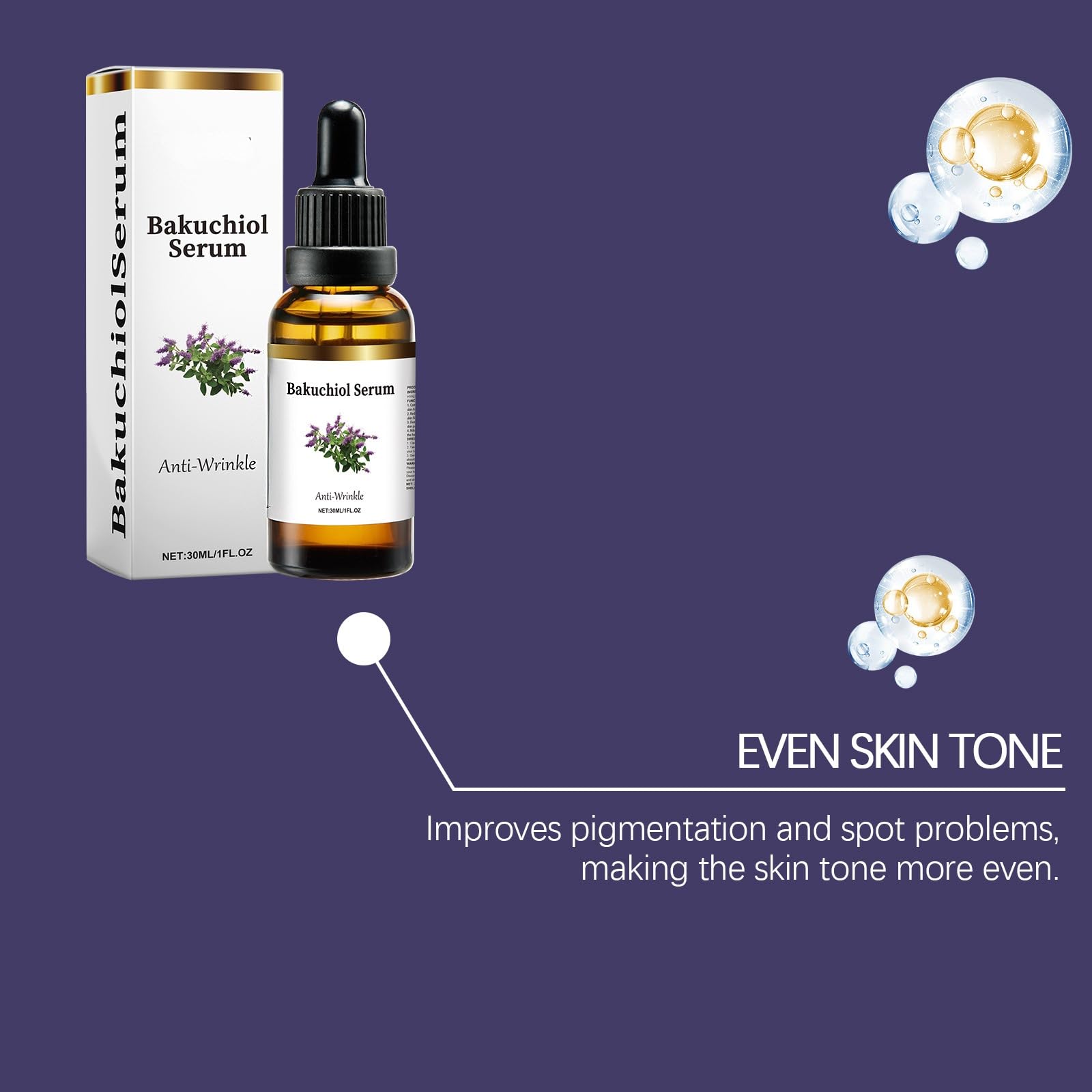 Olio di bakuchiol biologico spremuto a freddo, siero idratante per il viso, olio viso leggero idratante e rassodante, trattamento naturale anti-età per tutti i tipi di pelle.,2PCS
