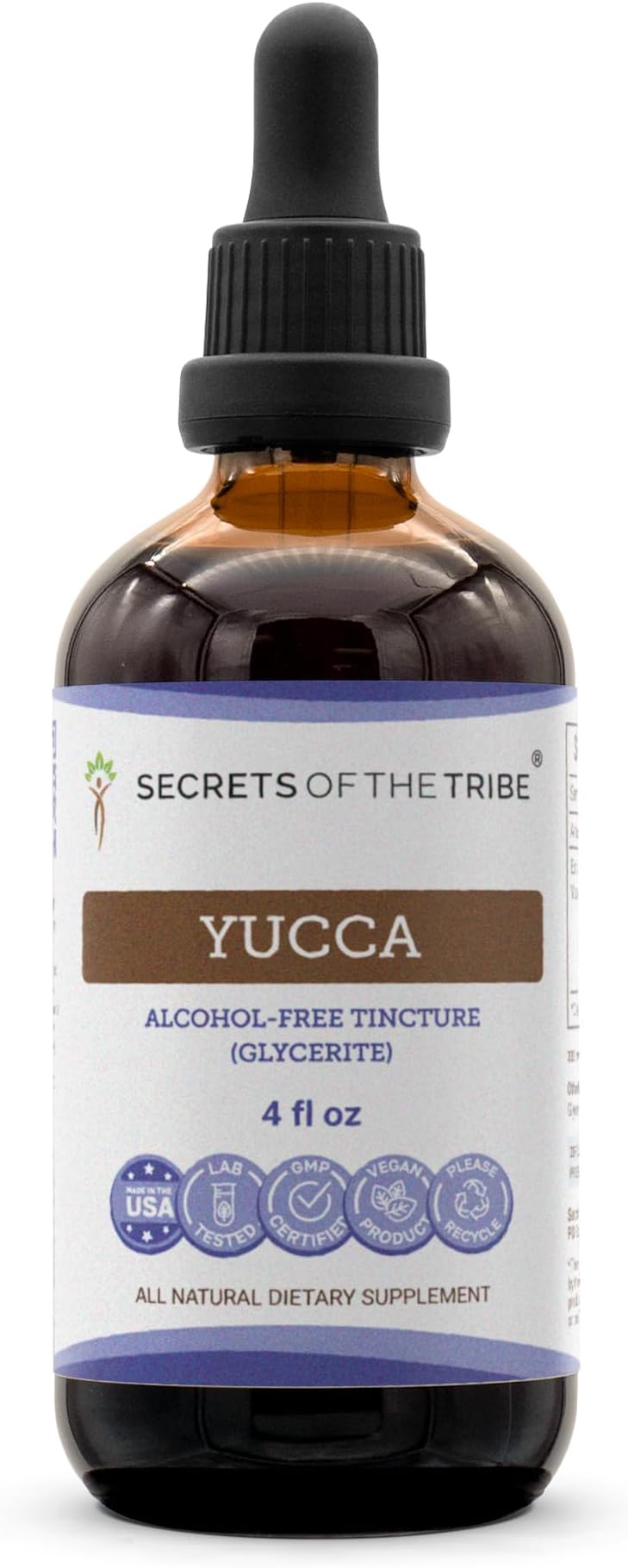 Secrets of the Tribe Yucca Tincture Alcohol-Free Extract, Wildcrafted Yucca (Yucca Glauca) Dried Root 4 FL OZ