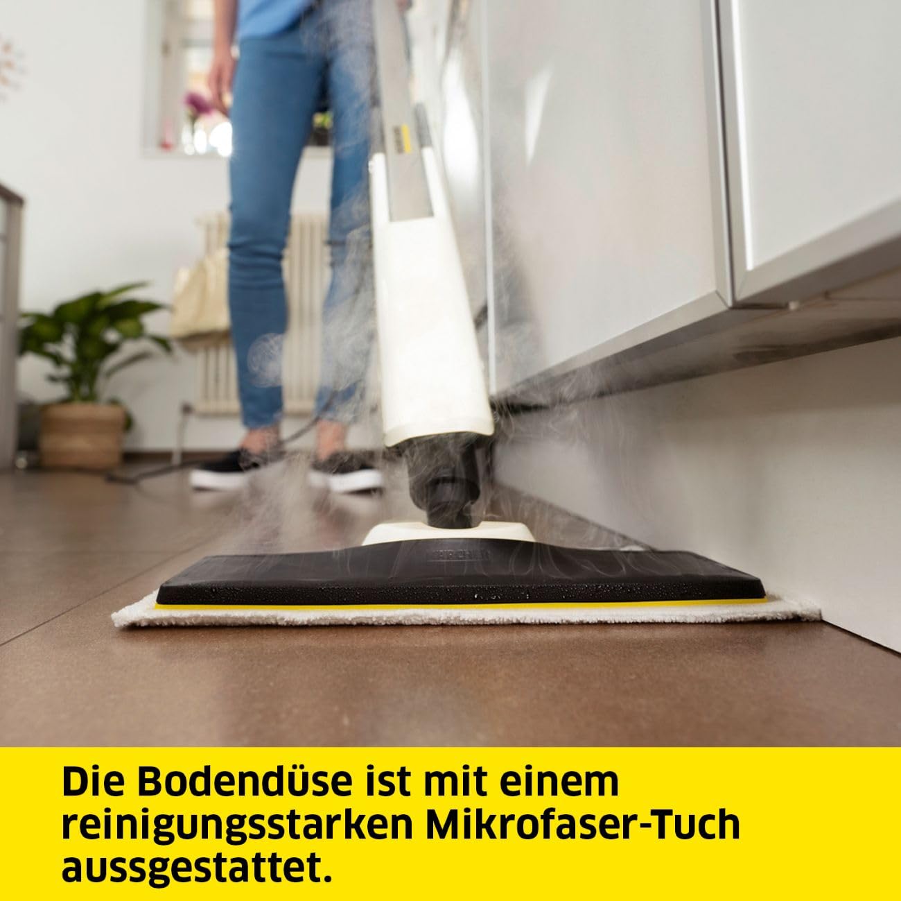 Kärcher Dampfreiniger SC 2 Upright, Aufheizzeit: 30 s, Flächenleistung: ca. 50 m², Tank: 0,4 l, Heizleistung: 1600 W, mit Bodendüse EasyFix, Mikrofaser-Bodentuch und Entkalkungskartusche