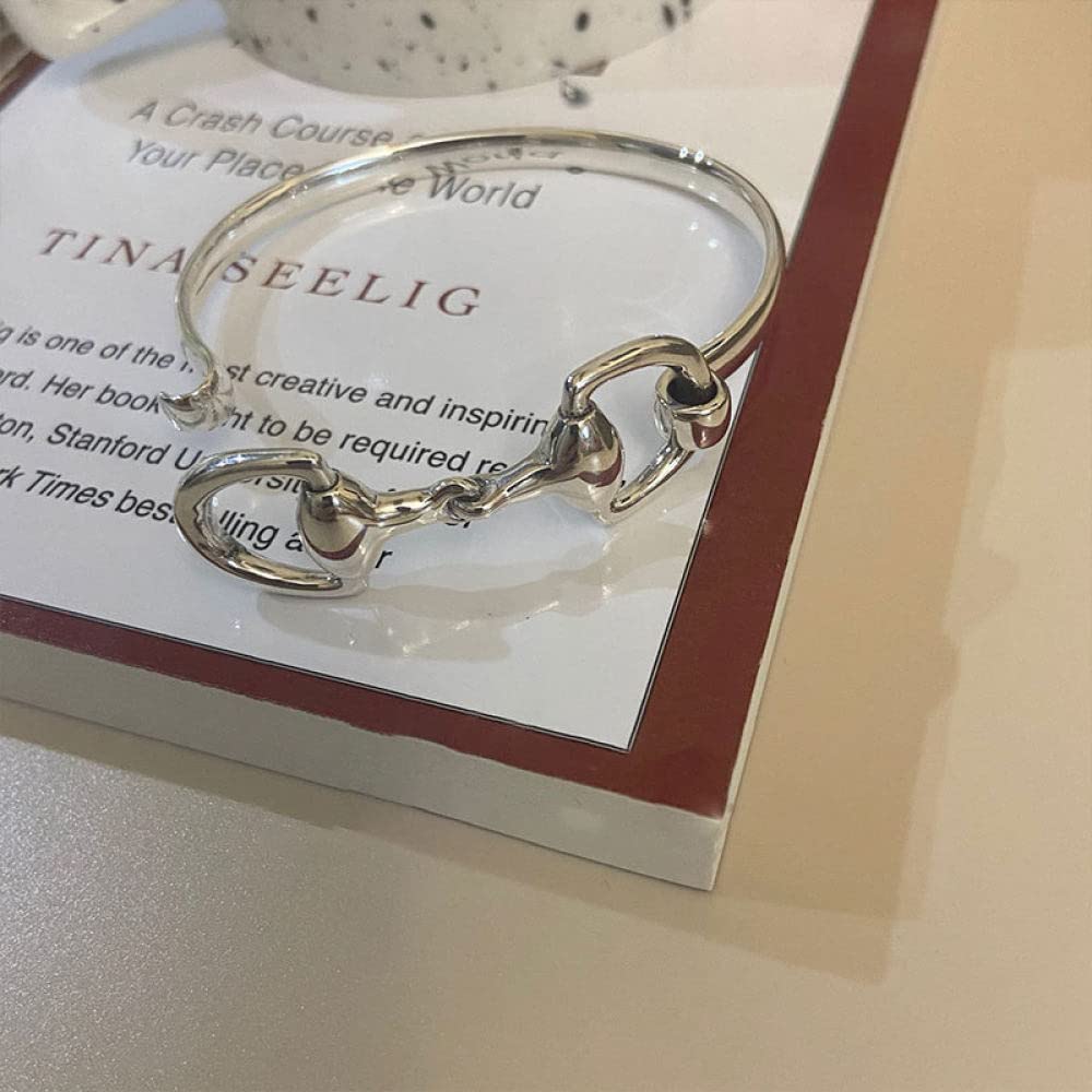 Pulsera, Pulseras de decoración de moda Pulsera de plata de ley 925 for mujer, Brazalete de plata de ley 925 Moda Hueco Herradura Gancho Hebilla Brazalete Brazalete Ajustable Abierto Amuleto Pulsera E