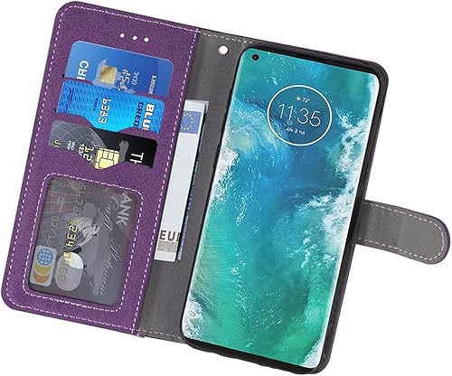 Miniatura 3 de Asuwish Funda compatible con Moto Edge Plus 2020, protector de pantalla de vidrio templado, soporte para tarjetas de crédito, accesorios celulares,
