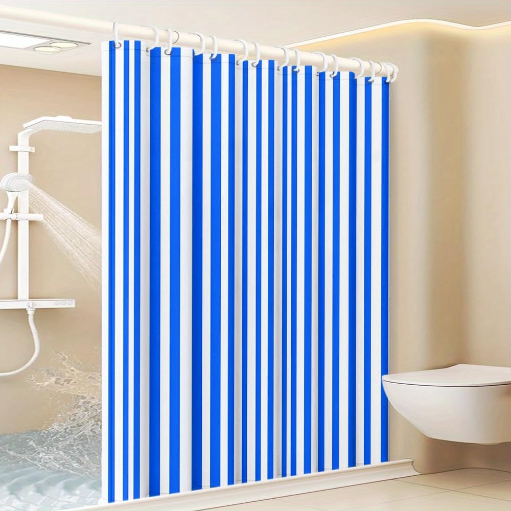 Rideau de douche polyester imperméable à rayures pour grand bain