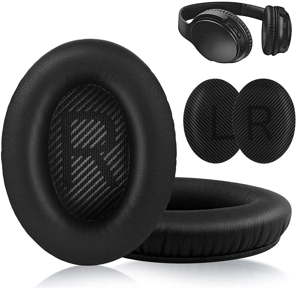 ELECDON Replacement Ear Pads Kit for Bose Quiet Comfort 35/35 II Headphones - Cushions Made of Protein Leather Memory Foam (Black)