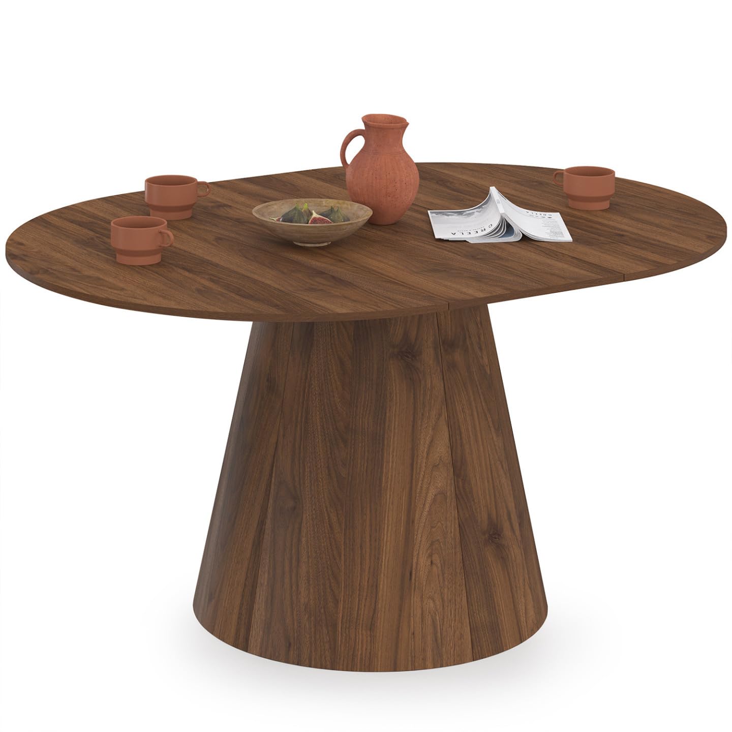 IDMarket - Table à Manger Ronde Extensible Angele 4-8 Personnes Noyer 110-150 cm